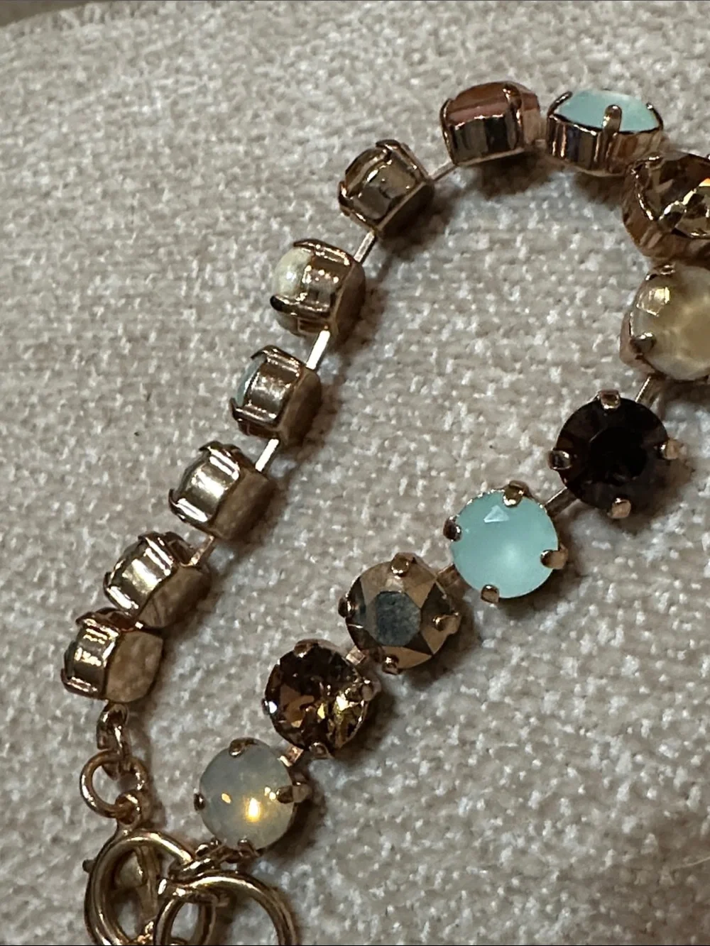 Mariana Gold-Tone Bracelet with Aqua, Brown and Cream Accents